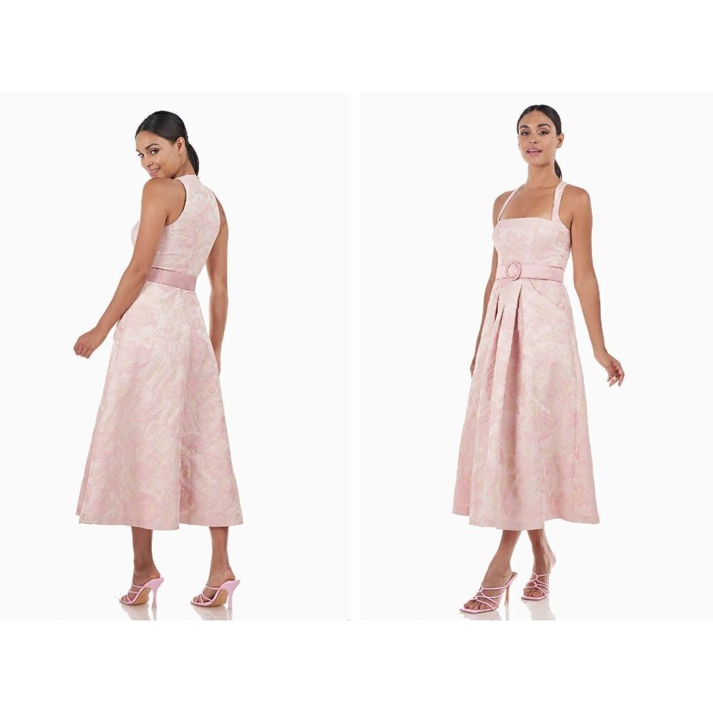 New KAY UNGER Size 2 MORGANA TEA LENGTH DRESS Pink *Missing Belt